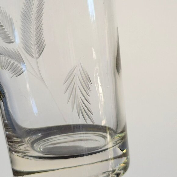 Vintage Etched Wheat Tumbler Glasses Set of 2, Mid Century Modern Glassware - Picture 6 of 10